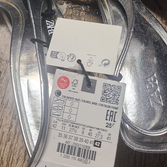 ZARA pointed toe pumps with back straps, size USA 11 27.3CM  2263/110/808 - Picture 5 of 5